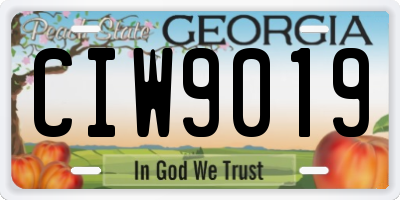 GA license plate CIW9019