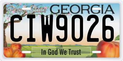 GA license plate CIW9026