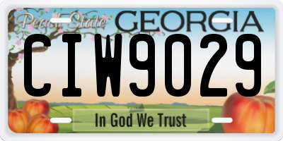 GA license plate CIW9029