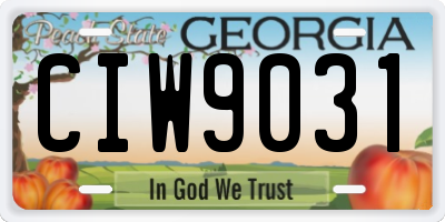GA license plate CIW9031