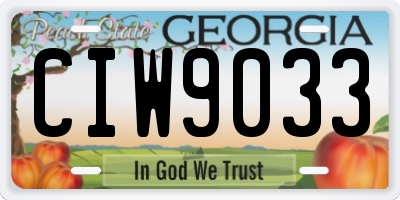 GA license plate CIW9033