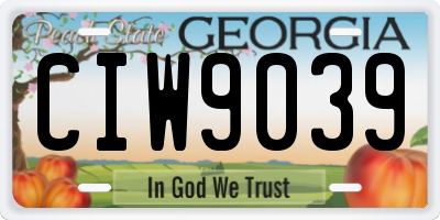 GA license plate CIW9039