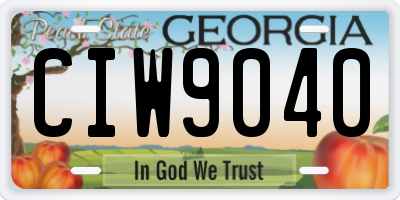 GA license plate CIW9040