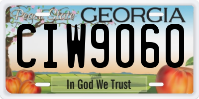 GA license plate CIW9060