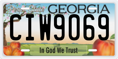 GA license plate CIW9069