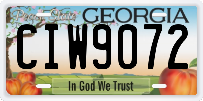 GA license plate CIW9072