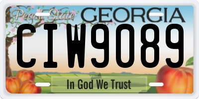 GA license plate CIW9089