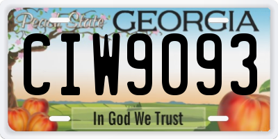 GA license plate CIW9093