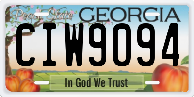 GA license plate CIW9094