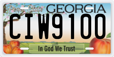 GA license plate CIW9100