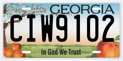 GA license plate CIW9102