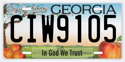 GA license plate CIW9105