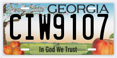 GA license plate CIW9107