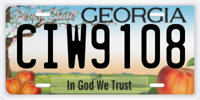GA license plate CIW9108