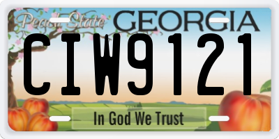 GA license plate CIW9121