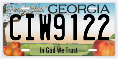 GA license plate CIW9122