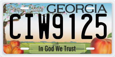 GA license plate CIW9125