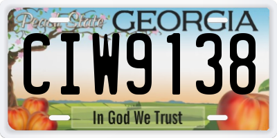 GA license plate CIW9138