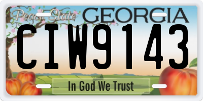GA license plate CIW9143
