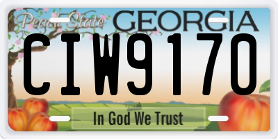 GA license plate CIW9170