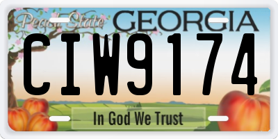 GA license plate CIW9174