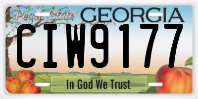 GA license plate CIW9177