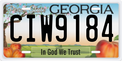 GA license plate CIW9184