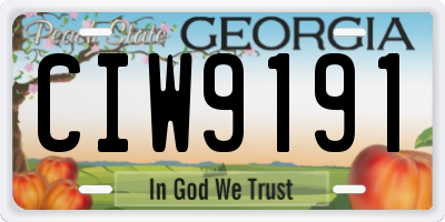 GA license plate CIW9191