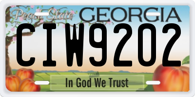 GA license plate CIW9202