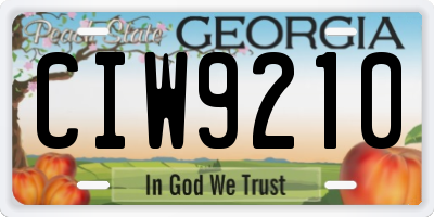 GA license plate CIW9210