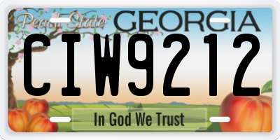 GA license plate CIW9212
