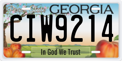 GA license plate CIW9214