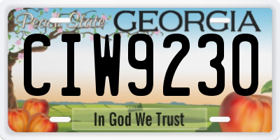 GA license plate CIW9230