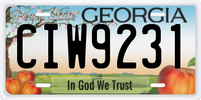 GA license plate CIW9231