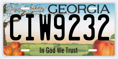 GA license plate CIW9232