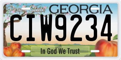 GA license plate CIW9234
