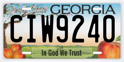 GA license plate CIW9240