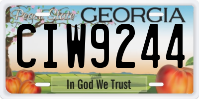 GA license plate CIW9244