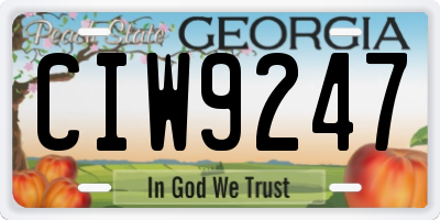 GA license plate CIW9247
