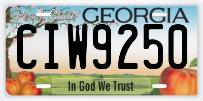 GA license plate CIW9250