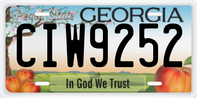 GA license plate CIW9252