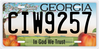 GA license plate CIW9257