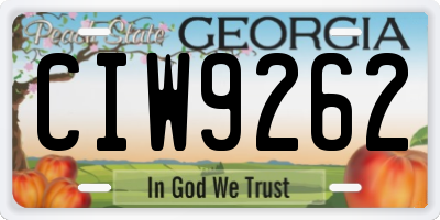 GA license plate CIW9262