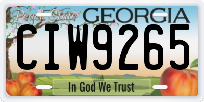 GA license plate CIW9265
