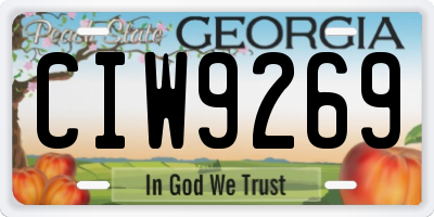 GA license plate CIW9269