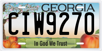 GA license plate CIW9270