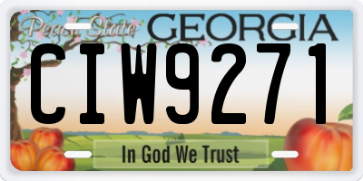 GA license plate CIW9271