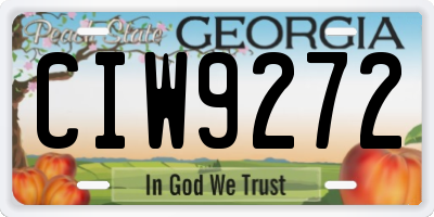 GA license plate CIW9272