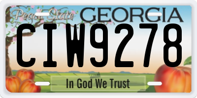 GA license plate CIW9278