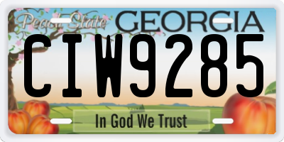 GA license plate CIW9285